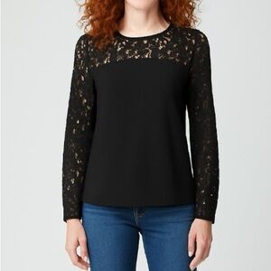 Boden Black Long Sleeve Blouse Lace